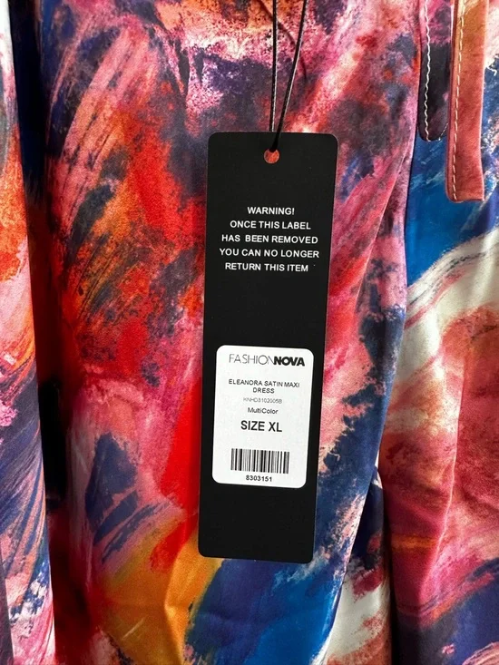 Fashion Nova Multi-Color Satin Strappy Maxi Dress - Picture 6 of 9